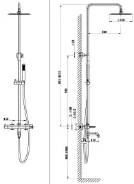 Душевая система  Vincea Villa VSFS-1VL1MB VSFS-1VL1MB для ванны с изливом, черный матовый