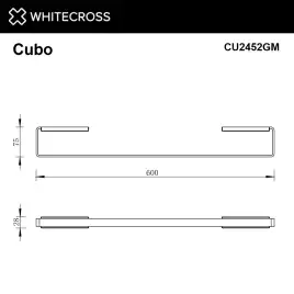 Полотенцедержатель Whitecross CUBO gunmetal 60 см, CU2452GM, Оружейная сталь