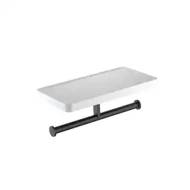 Держатель туалетной бумаги Aquatek Европа AQ4919MB двойной с полкой, Черный матовый