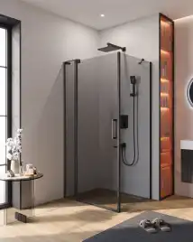Душевой уголок CEZARES SLIDER-AH-1-80-100/110-GRIGIO-NERO серое стекло, профиль Черный