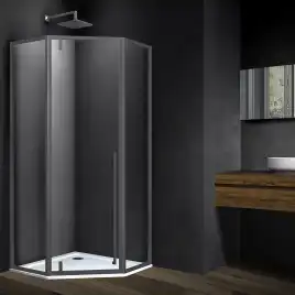 Душевой уголок Vincea Penta 100х100 VSP-3P100CLGM, дверь распашная, профиль вороненая сталь, стекло прозрачное