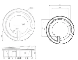 Акриловая ванна Gemy G9090 B 190х190 с гидромассажем, круглая