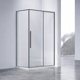 Душевой уголок Vincea Slim-N 140х80 VSR-4SN8014CLGM, дверь раздвижная, профиль вороненая сталь, стекло прозрачное