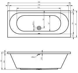 Акриловая ванна Riho CAROLINA 190x80 прямоугольная B057001005