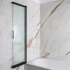 Шторка на ванну AVS Слайдер Плюс 80 профиль черный, стекло прозрачное, 803-0011-150-82-BM-T