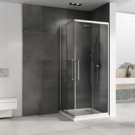 Душевой уголок ABBER Schwarzer Diamant 80х80 см, AG02080H, профиль хром, стекло прозрачное