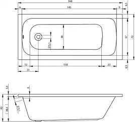 Акриловая ванна Riho MILANО 160х70 прямоугольная B042001005