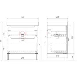 Тумба с раковиной напольная Aqwella Vancouver 70 VAN01072N, с двумя ящиками, цвет белый