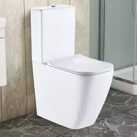 Унитаз-компакт Azario MIRADA  AZ-1288A напольный, безободковый, с бачком и сидением микролифт, цвет белый