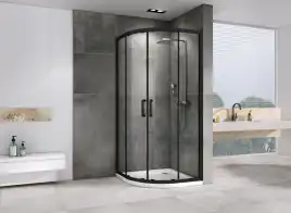 Душевой уголок ABBER Schwarzer Diamant 80х80 см, AG01080B, профиль черный, стекло прозрачное