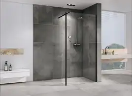 Душевая перегородка Abber Immer Offen 120 см, AG66120B, профиль Черный, стекло Прозрачное