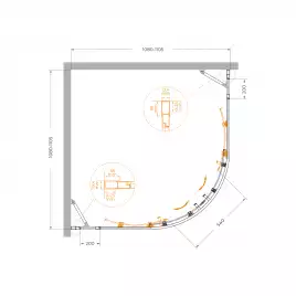 Душевой уголок CEZARES MOLVENO-R-22-90+20-C-Cr-IV стекло Прозрачное, профиль Хром