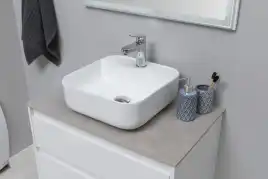 Раковина накладная Aquanet CITY-2 39х39х14 квадратная, Белая глянцевая