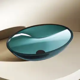 Раковина накладная ABBER KRISTALL 50х35х15 AT2802Aquamarin, овальная, бирюзовая