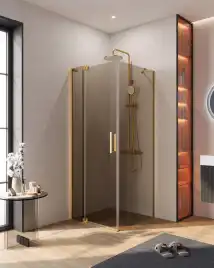 Душевой уголок CEZARES SLIDER-AH-1-80-70/80-BR-BORO стекло Tонированная бронза, профиль Брашированное золото