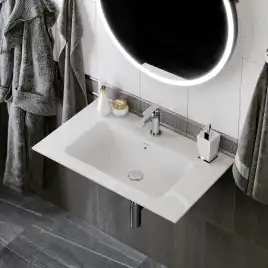 Раковина KERAMA MARAZZI PIANO подвесная/мебельная, 75 см, белая глянцевая, PI.wb.75