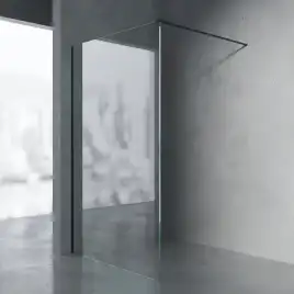 Душевая перегородка AVS Walk In 100 профиль черный, стекло прозрачное, 803-0014-200-10-BM-T