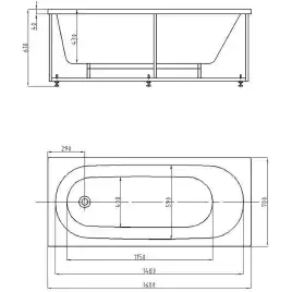 Акриловая ванна Aquatek Оберон 160х70 OBR160-0000026, Белая