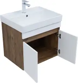 Тумба под раковину Aquanet Оптима 60 дуб рустикальный/белый сатин, 344791