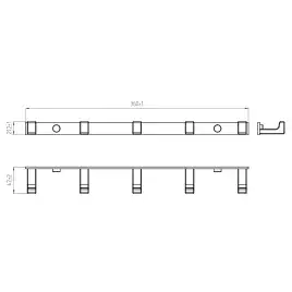 Планка AVS Rook, черный матовый, 5 крючков