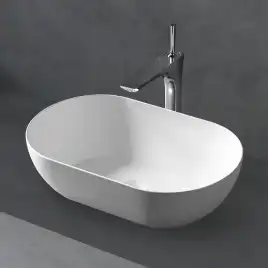 Раковина накладная ABBER STEIN 56х32х15,5 AS2611, овальная, белая матовая