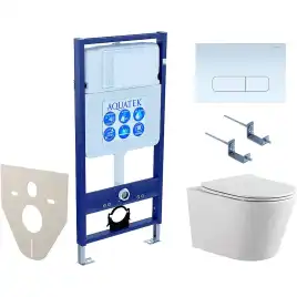 Унитаз с инсталляцией SET AQUATEK ВЕГА-1905-013 с сиденьем микролифт и Белой клавишей смыва