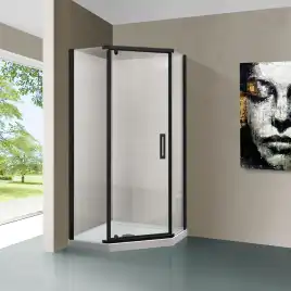 Душевой уголок Vincea Stresa 90х90 VSP-1S900CLB, дверь распашная, профиль черный, стекло прозрачное