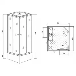 Душевая кабина Loranto 90х90 CS-990ETM/W-90, средний поддон, цвет профиля матовый хром