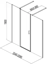 Душевая дверь Aquanet Cinetic 210 см, AE12-N-120H190U-CT + AE12-F-90H190U-CT, профиль Хром, стекло Прозрачное