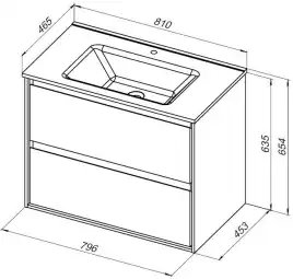 Тумба под раковину Aquanet Милан 80 белый глянец, подвесная, 336369