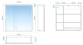 Зеркало-шкаф AZARIO Alliance 805х198х800 LED - подсветка, сенсорный выключатель, белый (LED-00002516)