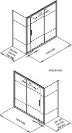 Шторка для ванны c боковой стенкой Aquanet Practic 170 см, AE10-B-170H150U-CP + AE10-F-80H150U-CP, профиль Хром, стекло С шелкографией