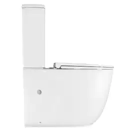 Унитаз-компакт Azario RIANO AZ-1307A напольный, безободковый, со смывом Торнадо, в комплекте с бачком и сиденьем микролифт, Белый глянцевый