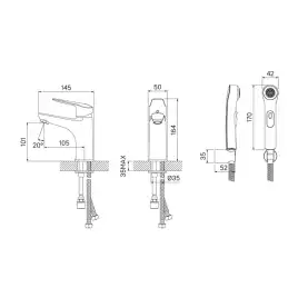 Смеситель для раковины IDDIS Torr TORSB00i08 с гигиеническим душем цвет, Глянцевый хром