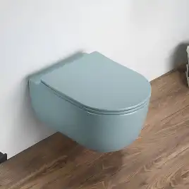 Унитаз подвесной AVS Диапазон 813-0009-L-T-MLG безободковый, со смывом Торнадо, зеленый матовый