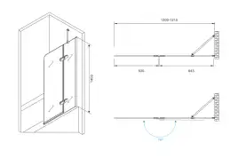 Шторка для ванны Abber Ewiges Wasser 120 см, AG51120, профиль Хром, стекло Прозрачное
