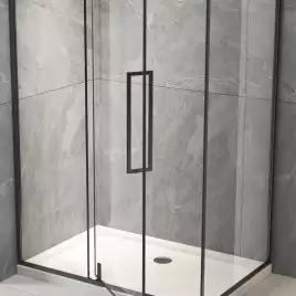Душевой уголок Veconi Rovigo RV-034B 100х100х195, профиль Черный, стекло прозрачное (RV034B-100100-01-C7)