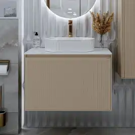 Тумба под раковину Grossman Кристалл 80 подвесная, бежевый матовый (108044)