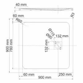 Душевой поддон WasserKRAFT Neime 19T 90х90 из искусственного камня 19T03 Черный