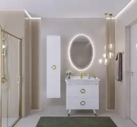 Тумба под раковину Grossman Атрио 85 напольная, белая глянцевая (108016)