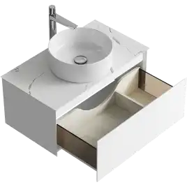 Тумба с раковиной подвесная Aqwella Geometria 80 GE01081WM+STG814X476MW, со столешницей мрамор белый, цвет белый