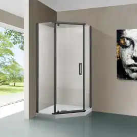 Душевой уголок Vincea Stresa 90х90 VSP-1S900CLGM, дверь распашная, профиль вороненая сталь, стекло прозрачное