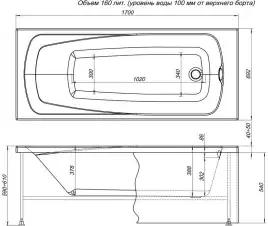 Фронтальная панель BAS Рио 170x70 белый