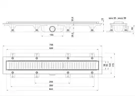 Душевой лоток Good Door 650  с решеткой под плитку, комбинированный затвор, ТЛ00016, Черный матовый
