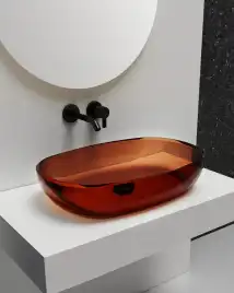 Раковина накладная ABBER KRISTALL 60х40х15,5 AT2805Opal, овальная, коричневая