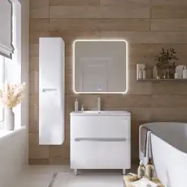 Тумба под раковину Grossman Адель-Норма 70 напольная, белая глянцевая (107018)