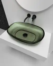 Раковина накладная ABBER KRISTALL 60х40х15,5 AT2805Vesuvian, овальная, оливковая