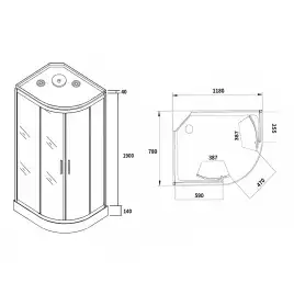 Душевая кабина Loranto 120х80, низкий поддон, Матовое стекло, CS-876ECTM/W-120
