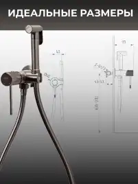 Гигиенический душ со смесителем AVS SEEME 811-331-GM, оружейная сталь