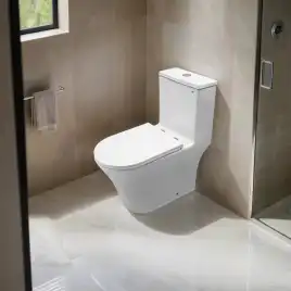 Унитаз моноблок Azario Vally AZ-80687 напольный, безободковый, со смывом Торнадо, с сиденьем микролифт, Белый глянцевый